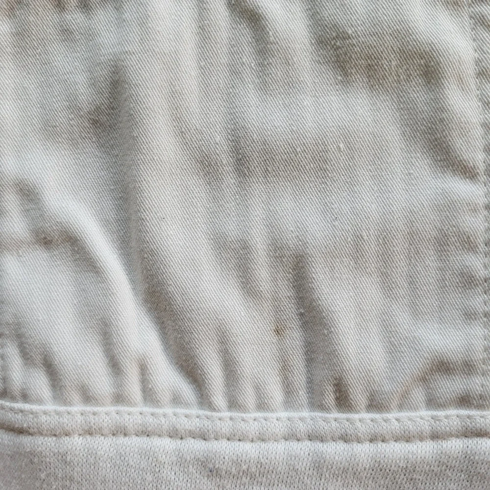Vintage Triples White Henley Sweatshirt Mens Medium Ribbed Mixed Media Pocket